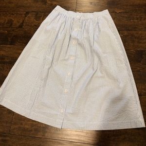 H&M Seersucker Button Down Midi Skirt Size 14